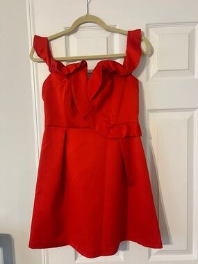 Topshop Red Ruffle Strap Mini Dress